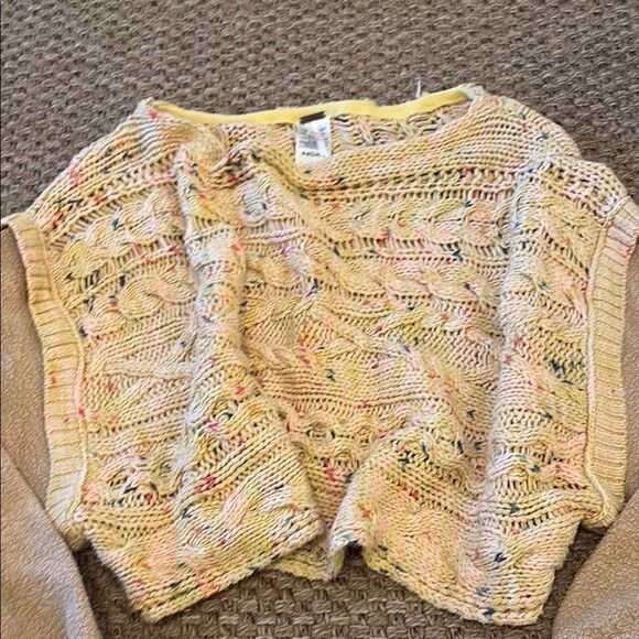 Free People Cream Shrug Sweater with Textural Contrast - Picture 3 of 7